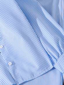 INAWLY 2 件休闲通勤套装：宽松前开衫 + 松紧腰直筒裤 - 藍色 - 查看 3