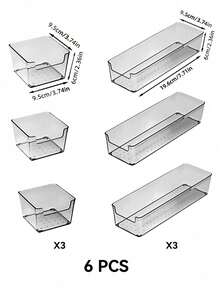 SHEIN Drawer Desktop Cosmetics Storage Box, 2PCS/6PCS Combination Clear Plastic Drawer Organizer Set,Transparent Dresser Storage Box, Exquisite Storage Box,Desk Drawer Divider Organizers And Storage Bins For Makeup, Jewelry, Gadgets For Kitchen, Bedroom, Bathroom, Office Christmas For Holiday Gift Giving