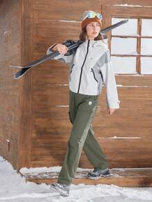 SHEIN In My Nature Pantalones rectos y sueltos de senderismo con bolsillos y parches para mujer, de estilo deportivo casual - Verde militar - Ver 7