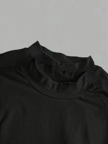 Tseoso 2pcs Women High Neck Tight Fit Long Sleeve Base Layer T-Shirt Set, Suitable For Autumn/Winter. Versatile For Daily Wear, 95% Cotton, Indoor And Outdoor, Vintage, Soft Girl, Outing Items, Home, Back To School, Fall Women Clothes, Versatile, Old Money, New Money, Gift For Mom, Family Gift, Christmas Gift - Black - View 7