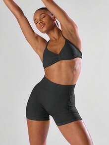 Musera Sport 高腰迷你短裤，舒适运动健身，适合健身房、跑步、网球、板式网球、瑜伽、普拉提、秋季日常休闲穿着。 - 深灰色 - 查看 6