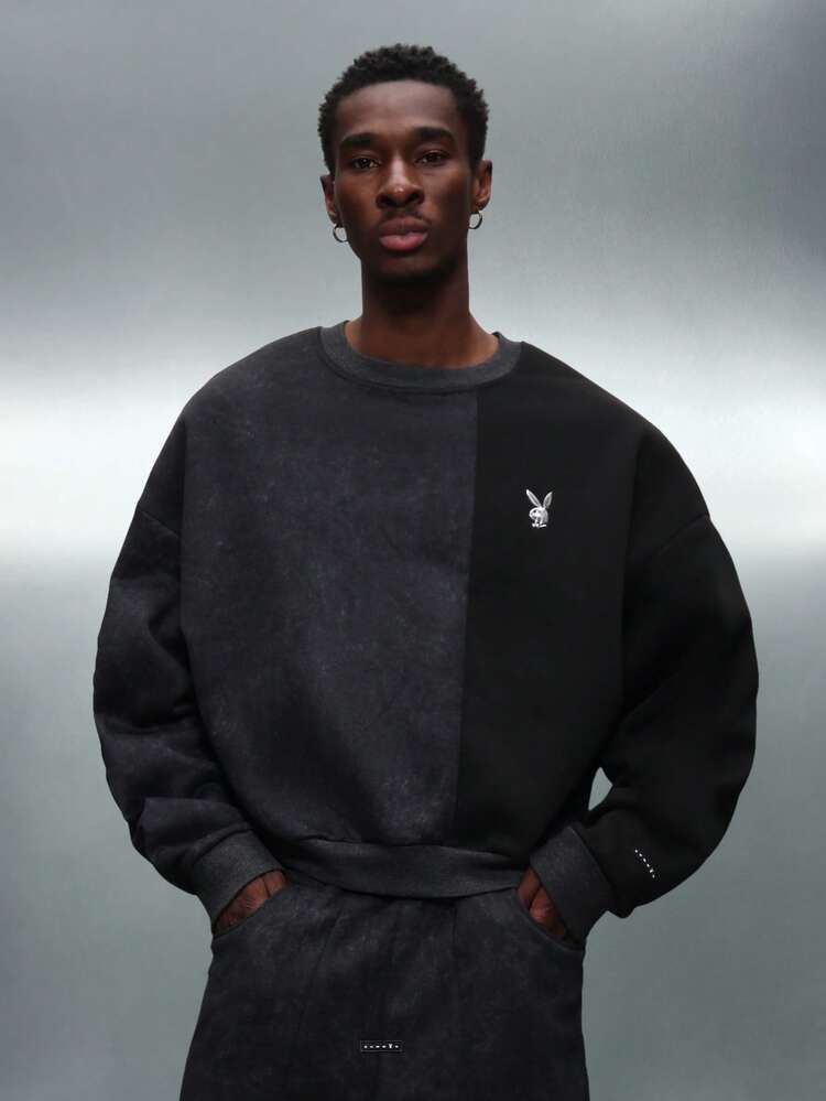 PLAYBOY X SUMWON Oversized Crew Neck Sweatshirt With Logo Print