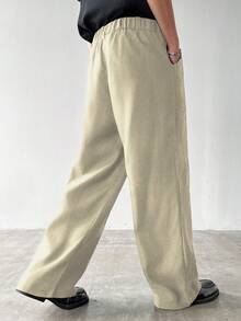 Claim Dot Quần ống rộng dày có túi cho nam, dáng rộng cho mùa thu - Màu be - Xem 2