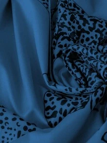 Lyxana 女士优雅 V 领交叉领结豹纹动物印花长袖中长连衣裙，通勤、度假和四季皆宜 - 彩色 - 查看 3
