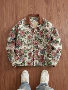 SWAVVY 男士时尚提花拼接抓绒长袖外套，秋冬季，抓绒 - 杏色 - 查看 5