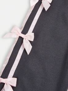 SHEIN 少女字母刺绣套头拉链卫衣和休闲裤两件套 - 深灰色 - 查看 5