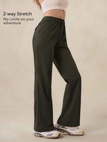 OutZeal 女式无 PFC 防水弹力尼龙口袋喇叭裤户外徒步露营裤 - 軍綠色 - 查看 3