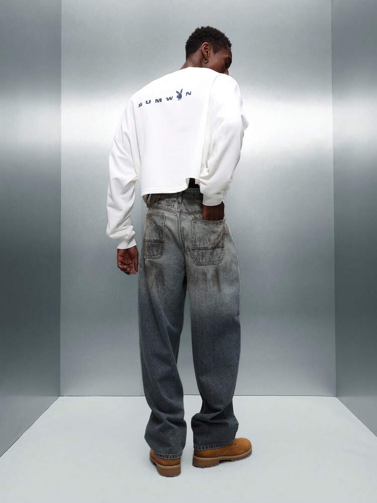 PLAYBOY X SUMWON 토끼 로고 프린트 크롭 스웨트셔츠