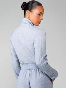 MISSGUIDED Women Funnel Neck Full Zip Sweatshirt Long Sleeve Tracksuit Jacket Casual Winter Athleisure Top - Grey - View 2