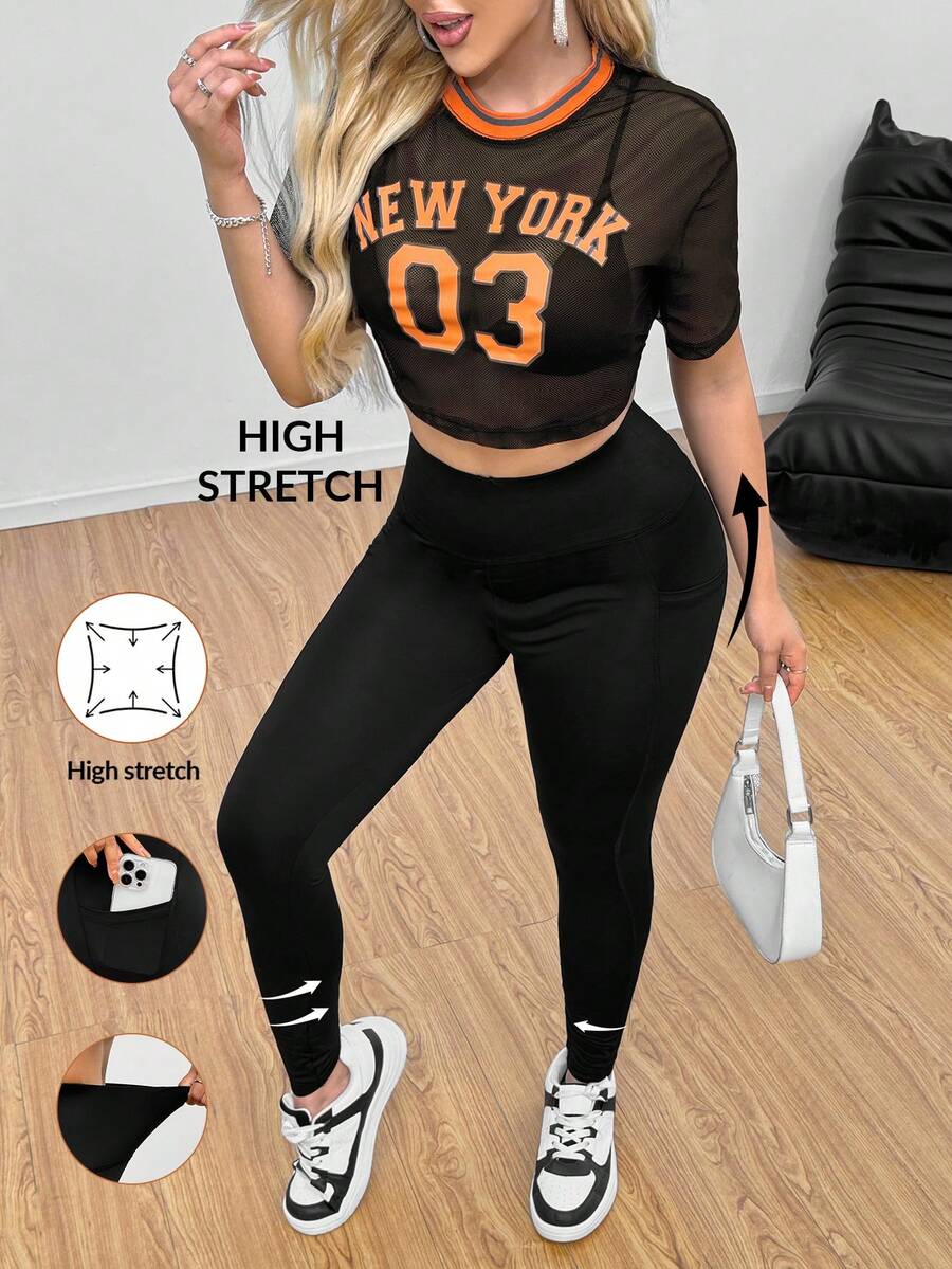 SHEIN SXY Women's 2 Packs Workout Leggings With Pockets  Buttery Soft High Waisted Tummy Control Running Yoga Pants