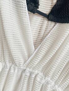 SHEIN Swim Summer Beach Drawstring Side Cover Up Jumpsuit Without Bikini Set - White - View 5