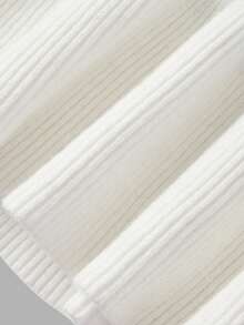 SHEIN MOD Damen Khaki Off-Shoulder Strickkleid, Herbst Winter Kleidung für Frauen - Schwarz und Weiss - Übersicht 3