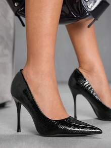 CUCCOO SZL Giày cao gót mũi nhọn đính đá đen thời trang dành cho nữ, thích hợp khi đi làm, hẹn hò, tiệc tùng, nghỉ dưỡng và các dịp khác - màu đen - Xem 5