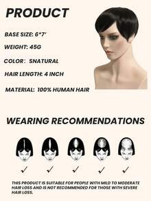ZERO-NET 4Inch Women's Real Human Hair Short Topper 6.2*7.5 Inches Perfect For Thinning Hair - SNatural - View 3