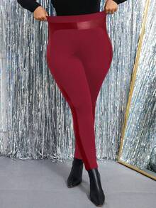 Cravure Leggings minimalistas de unicolor para tallas grandes de uso diario