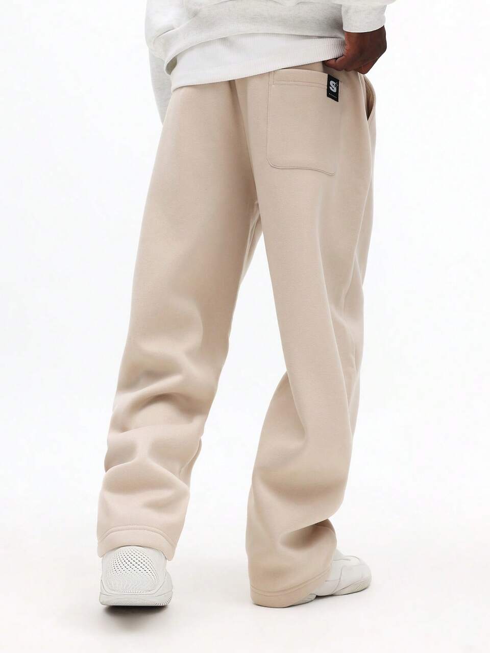 SUMWON Pantalon de jogging droit avec patch logo, décontracté avec cordon de serrage pour le confort quotidien, uni