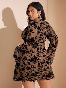 SHEIN BAE Plus Size Dresses - Brown - View 2