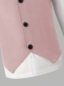 SHEIN 2 件青少年男孩绅士风格服装：无袖背心夹克和长裤，优雅正式礼服，适合生日派对、活动、婚礼、周年纪念、洗礼、毕业典礼