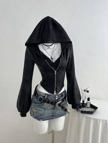 Elamini Áo khoác dài tay cổ lông chồn bằng vải nhung đen dành cho nữ, thanh lịch, tinh tế, thời trang cho công sở, tiệc tùng, trà chiều, câu lạc bộ lãng mạn, trang phục cổ điển hàng ngày, đa năng - màu đen - Xem 4