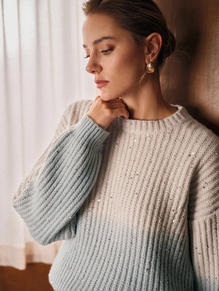 OMBRE CONTRAST SEQUIN SWEATER FOR AUTUMN & WINTER