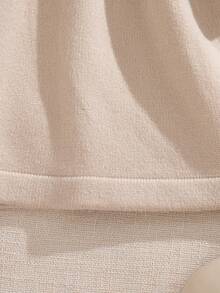 Souflis Souflis 女婴针织连衣裙，圆领长袖提花毛衣裙，红色针织蕾丝边毛衣裙，适合圣诞节、日常穿着、外出、聚会、节日，可作为礼物 - 杏色 - 查看 3