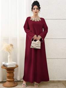 Yasmyna 女士土耳其长裙和阿拉伯传统长袍 - 酒紅色 - 查看 7