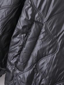 SHEIN Teen GirlCasual All-Match Versatile Quilted Stand Collar Warm Padded Coat, Suitable For Daily Commute, Autumn/Winter - Black - View 6