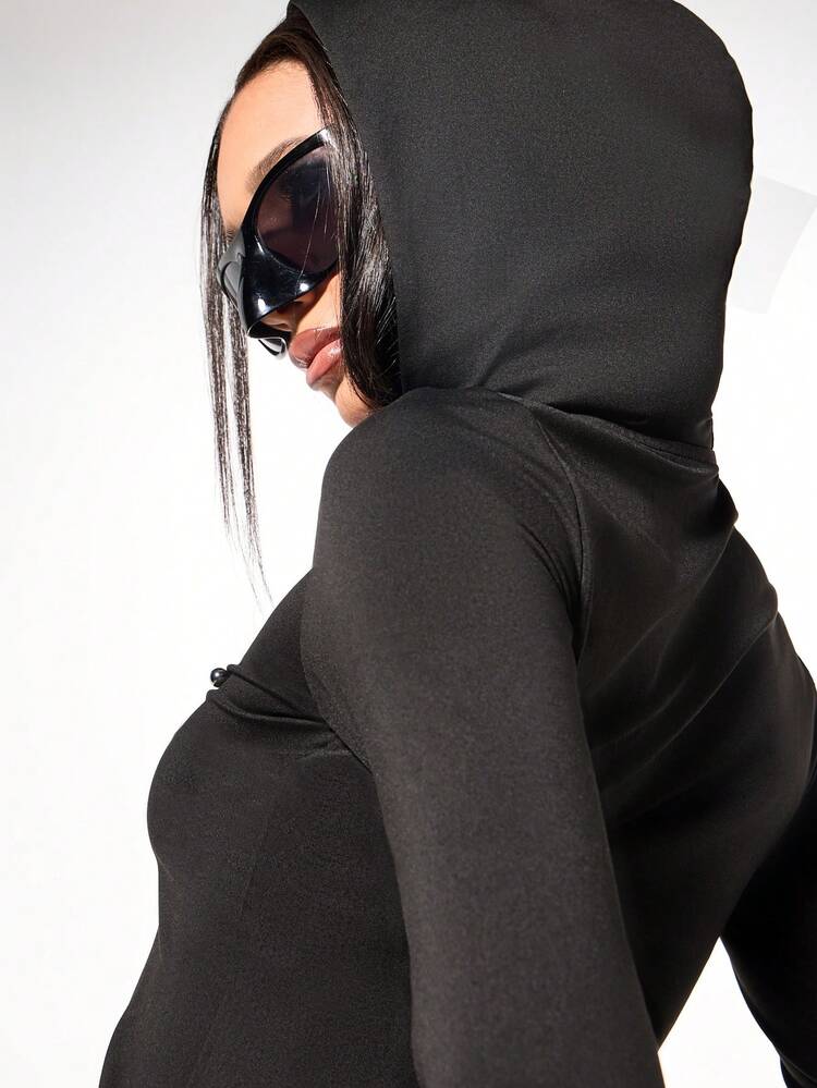 SUMWON WOMEN Hooded Long Sleeve Jersey Top