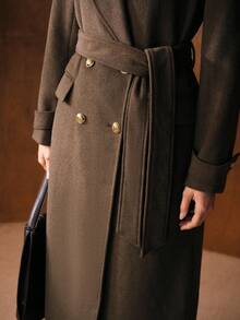 MOTF PREMIUM AUTUMN/WINTER WOOL DOUBLE BREASTED OVERCOAT - Brown - View 3