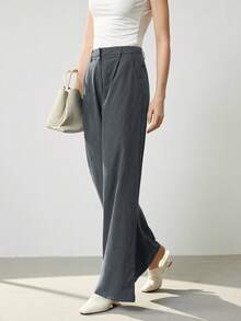 Uhlyne 女式秋季亚麻混纺修身休闲裤 - 灰色 - 查看 5