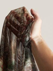 SHEIN ICON 大码女式度假喇叭袖花卉印花上衣，复古花卉印花褶饰腰部开衩 A 字迷你裙套装，适合派对、约会、街头、城市度假、音乐节、秋季海滩 - 彩色 - 查看 9