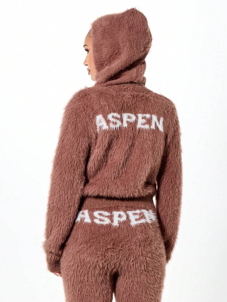 SUMWON WOMEN Cardigan corto con cappuccio e cerniera soffice