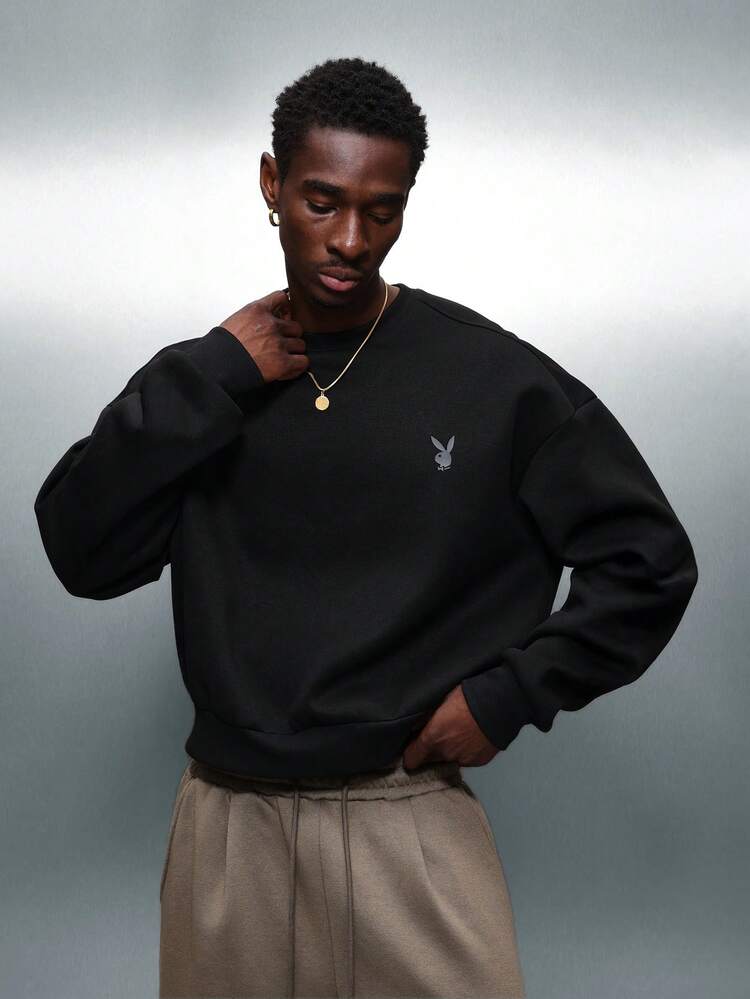 PLAYBOY X SUMWON Crop Pullover Sweatshirt With Logo Print