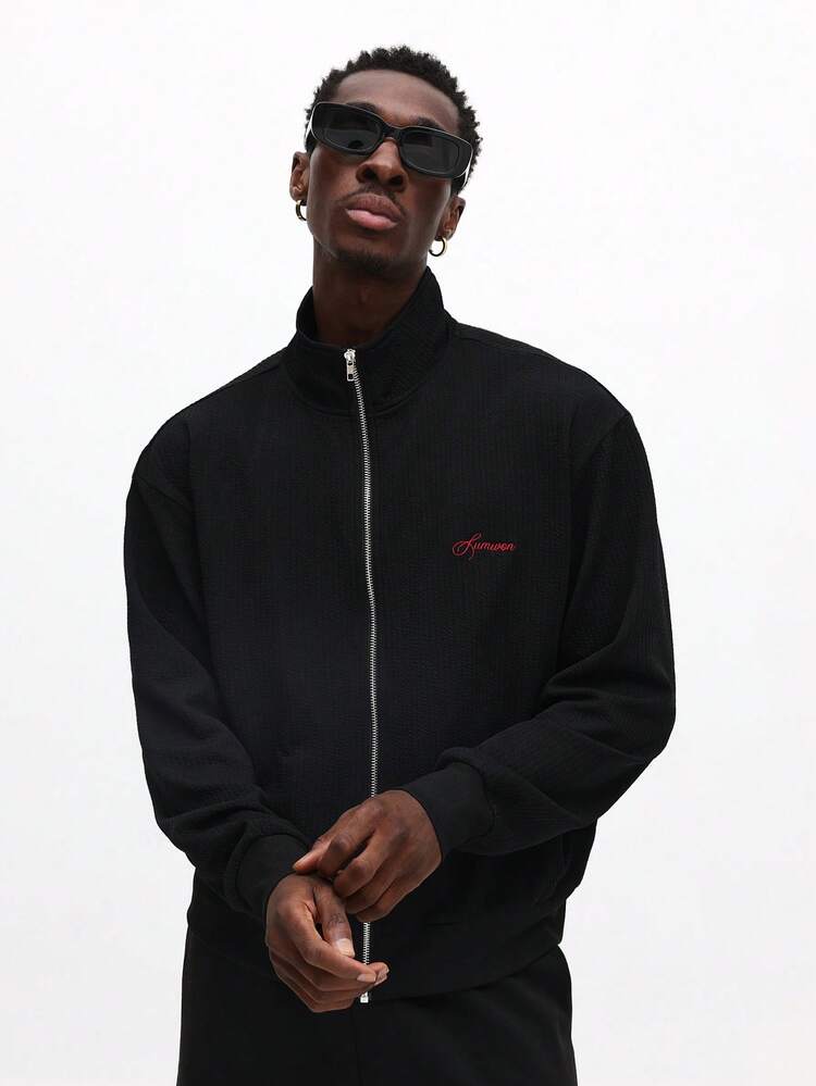 Funnel Neck Textured Zip Through Jacket