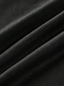 Manfinity ZONE917 Men Loose Fit 3D Heart "HAPPY" Graphic Black Cropped Relaxed Fit Hoodie, Fall/Winter - Black - View 6