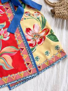 Soleia Váy quấn mini họa tiết lá cọ dừa nhiệt đới dành cho nữ - Nhiều màu - Xem 5