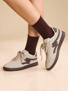 CUCCOO EASI 2025年新款春季女款复古百搭休闲运动平底鞋 - 米色 - 查看 8