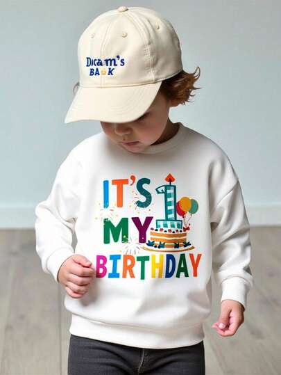 1 szt. Bluza z okrągłym dekoltem dla chłopca, z napisem w języku angielskim i grafiką urodzinową, wygodna i lekka, idealna na jesień/zimę, idealna na imprezy, pikniki na świeżym powietrzu, fotografię uliczną, kampus, festiwale, prezenty