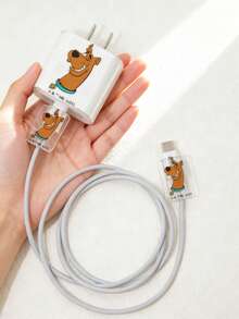 SCOOBY-DOO X SHEIN 3 Pieces Set, Cute Cartoon Dog Data Cable Protective Case, Suitable For IPhone Charger, Mobile Phone Data Cable Protective Case, Charger Protective Case (Data Cable Not Included),Compatible With 18/20W Apple Chargers - Multicolor - View 3