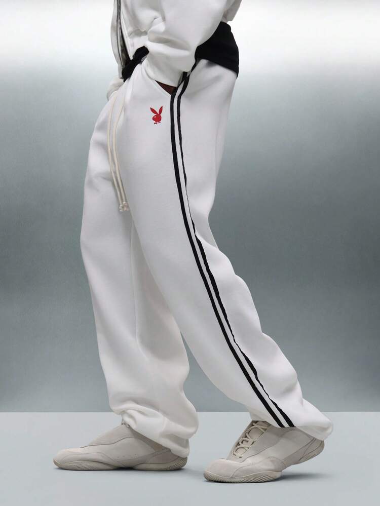 PLAYBOY X SUMWON Drop Crotch Sweatpants With Side Stripes