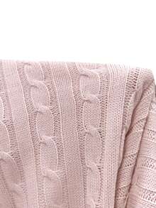 SHEIN EZwear كنزة صوفية ذات رقبة على شكل V مناسبة للمقاسات الكبيرة باللون الأسود، شعار كاجوال للخريف/الشتاء - وردي - مشاهدة 6