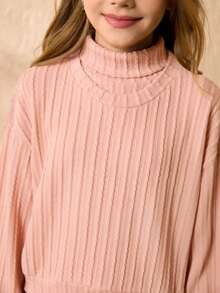 2pcs/Set Tween Girls Long Sleeve Top And Skirt Co-Ord Set