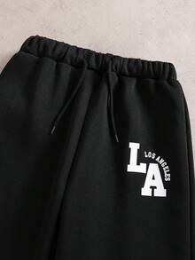 2pcs/Set Teenage Boys' Patchwork Hoodie Jacket And Pants Set, Soft Fabric, Comfortable, Suitable For Autumn/Winter, Outdoor Sports, Casual Outings, School, Versatile Wear - Black and White - View 7