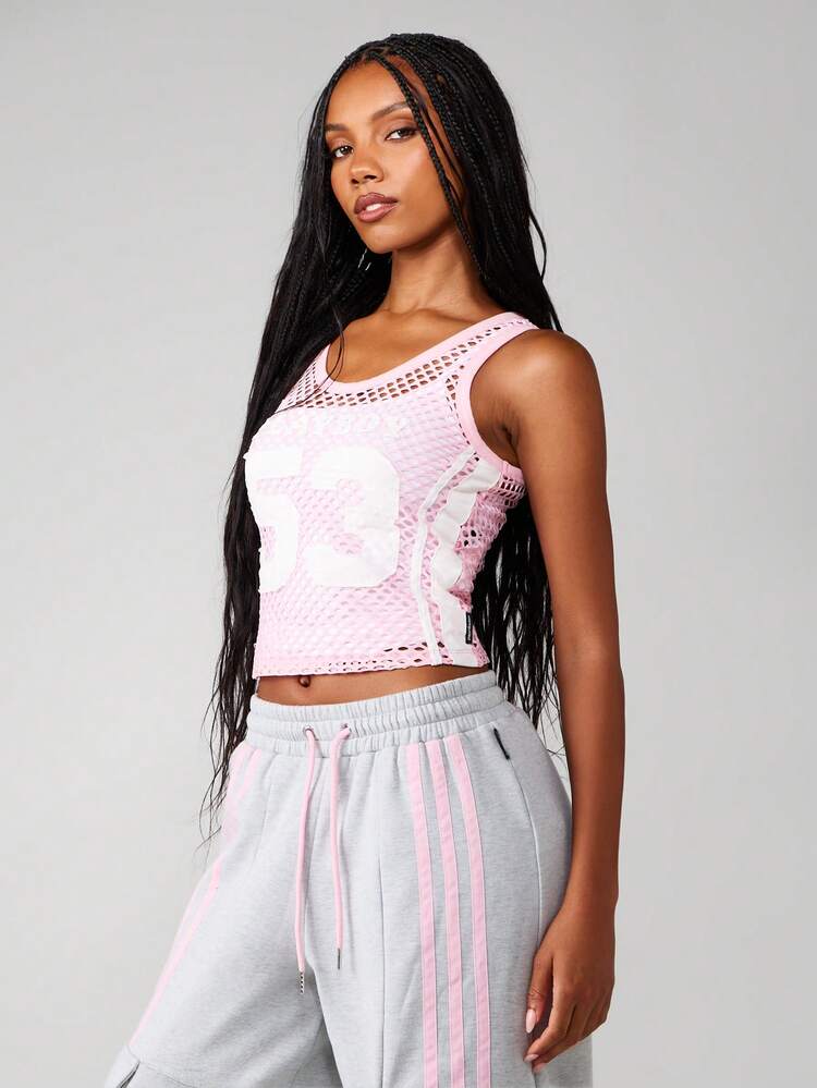 Missguided x Playboy Brand Logo Varsity Style Cut Out Tank Top
