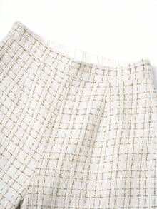 Ellevyn Bộ vest và quần kiểu Pháp thanh lịch dành cho nữ, chất liệu vải lanh, trang phục đi làm cho mùa thu - trắng - Xem 3