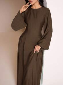 Veilorie 女士薄荷绿后系带连衣裙，夏季 - 咖啡 - 查看 7