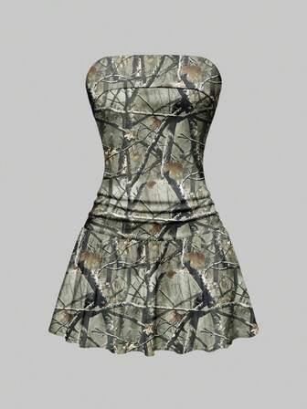 Grunge Punk Robe moulante vintage froncée sexy mini à taille basse et sans bretelles en forme de A pour femmes