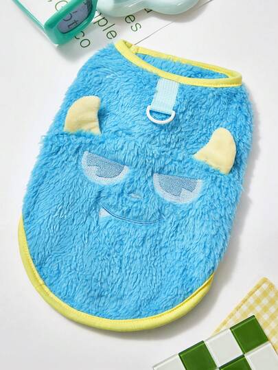 PETSIN Sweetheart Velvet Pet Vest – Cute Plush Jacket With Adorable Animal Embroidery, Traction Buckle Design, And Full-Body Comfort For Small Dogs, Cats, Puppies, Ideal For Playtime Or Casual Walks