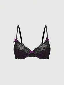ROMWE Women's Gothic Underwire Lace Bra - Purple - View 1
