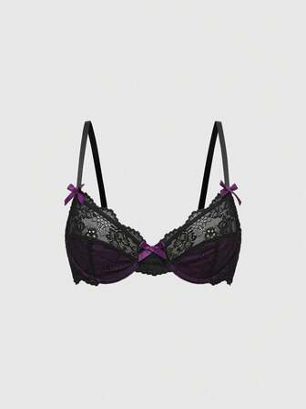 Goth Sujetador con aros y encaje estilo gótico para mujer